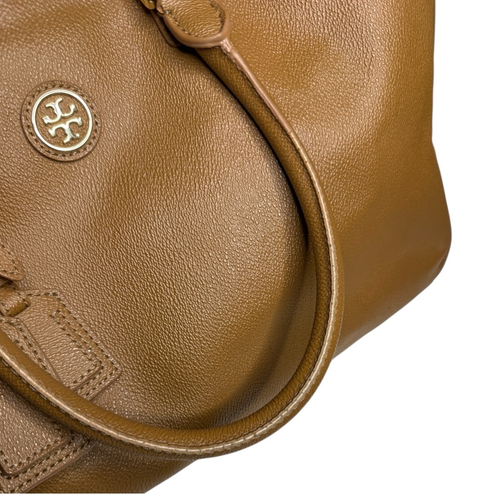 Tory Burch Bag Large Roslyn Luggage Tag Brown Leather Tote Bag - Picture 8 of 8